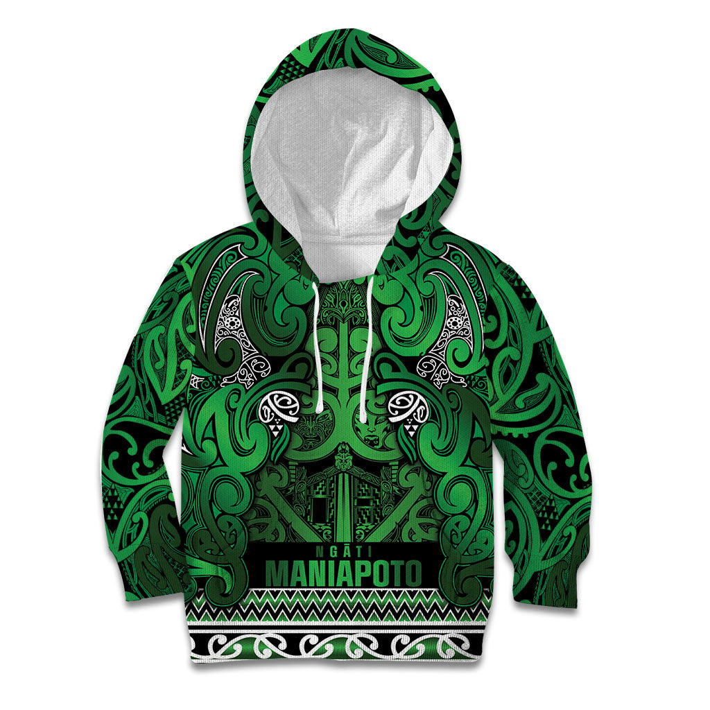 Aotearoa Iwi Ngati Maniapoto Kid Hoodie Maori Wharenui House Tribal Pattern