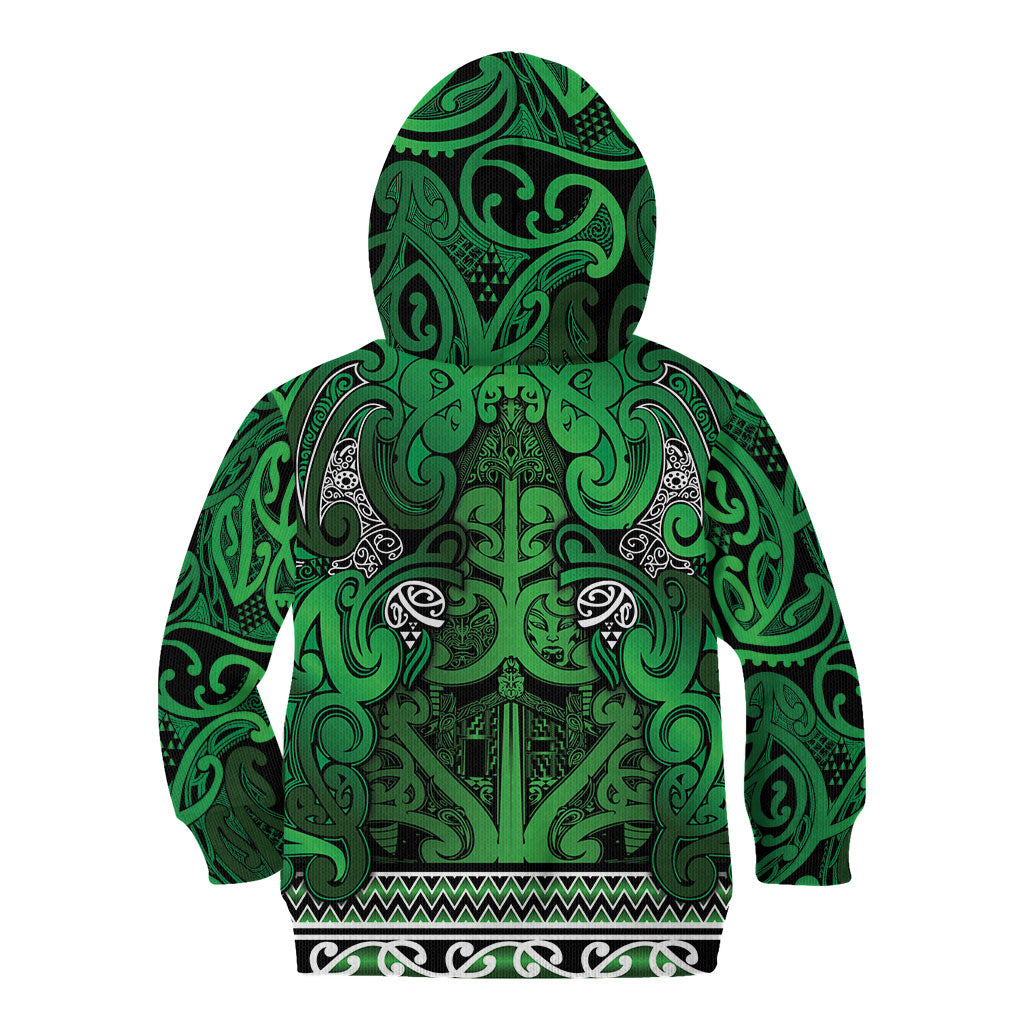 Aotearoa Iwi Ngati Maniapoto Kid Hoodie Maori Wharenui House Tribal Pattern