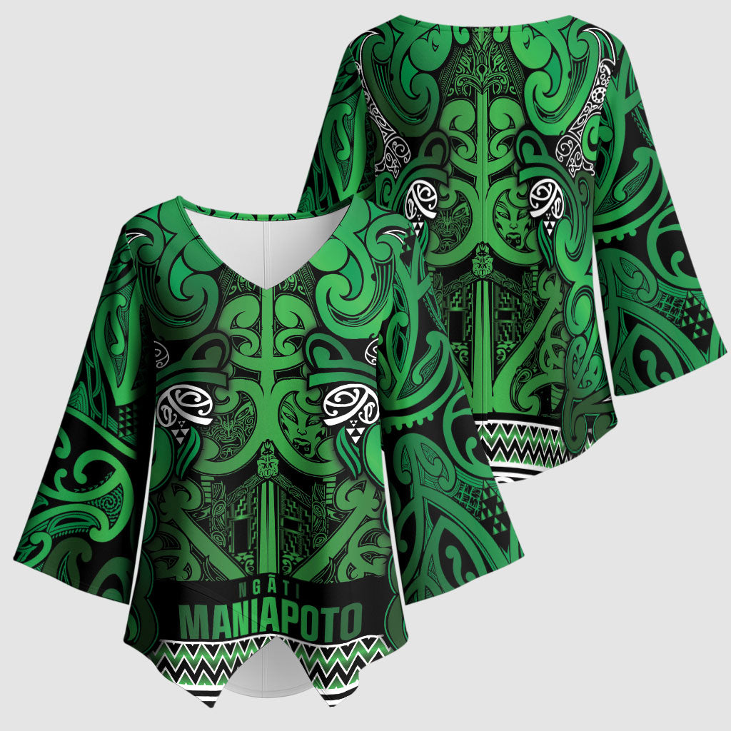 Aotearoa Iwi Ngati Maniapoto Kimono Sleeve Blouse Maori Wharenui House Tribal Pattern