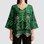 Aotearoa Iwi Ngati Maniapoto Kimono Sleeve Blouse Maori Wharenui House Tribal Pattern