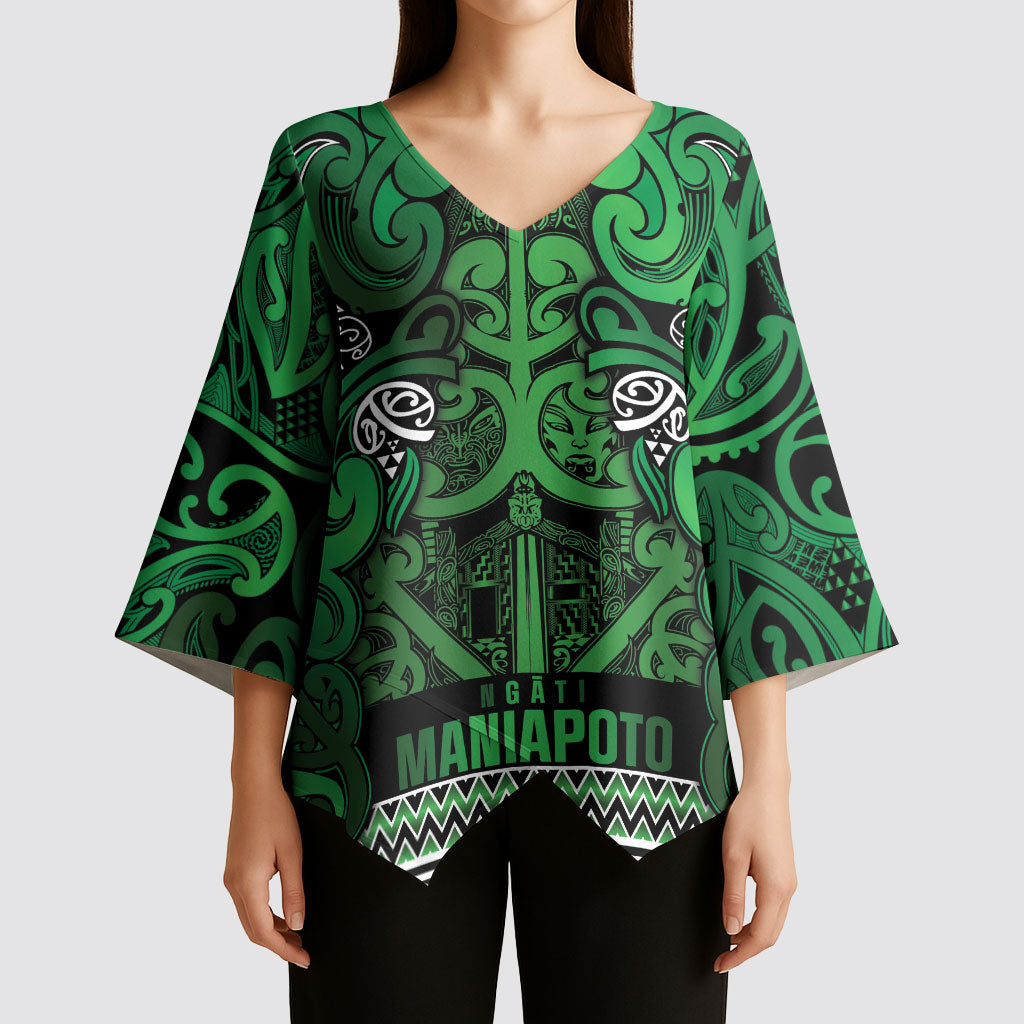 Aotearoa Iwi Ngati Maniapoto Kimono Sleeve Blouse Maori Wharenui House Tribal Pattern