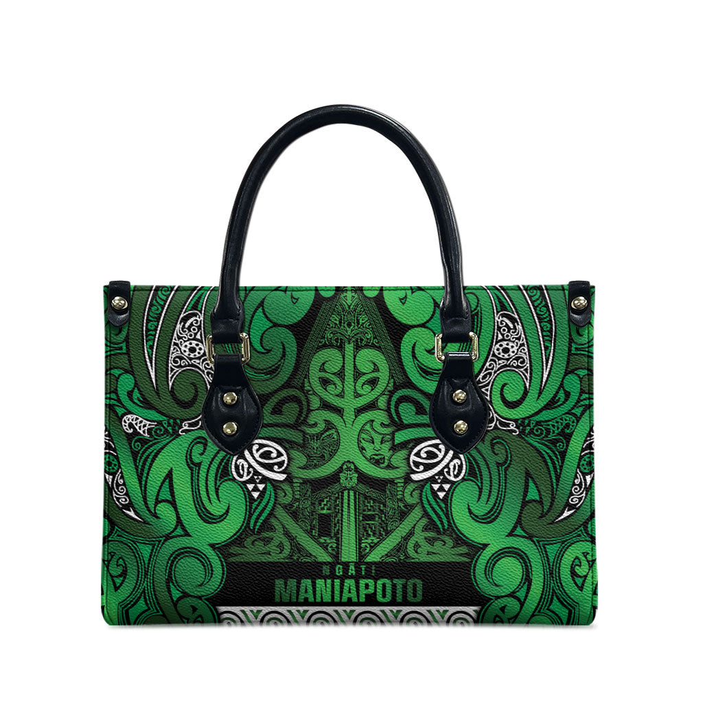 Aotearoa Iwi Ngati Maniapoto Leather Bag Maori Wharenui House Tribal Pattern
