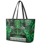 Aotearoa Iwi Ngati Maniapoto Leather Tote Bag Maori Wharenui House Tribal Pattern