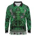 Aotearoa Iwi Ngati Maniapoto Long Sleeve Polo Shirt Maori Wharenui House Tribal Pattern