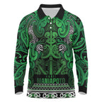 Aotearoa Iwi Ngati Maniapoto Long Sleeve Polo Shirt Maori Wharenui House Tribal Pattern