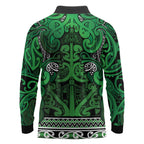 Aotearoa Iwi Ngati Maniapoto Long Sleeve Polo Shirt Maori Wharenui House Tribal Pattern