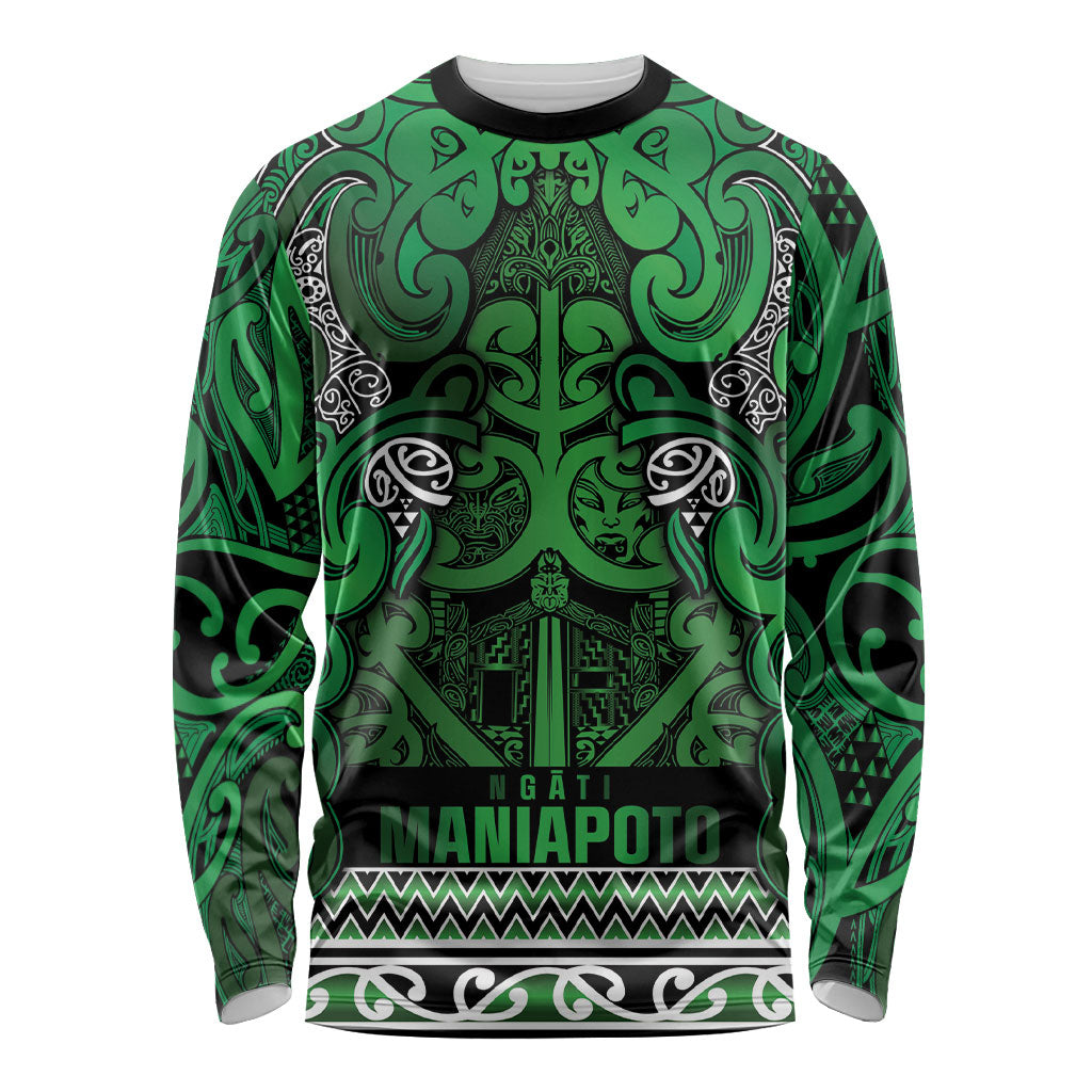Aotearoa Iwi Ngati Maniapoto Long Sleeve Shirt Maori Wharenui House Tribal Pattern