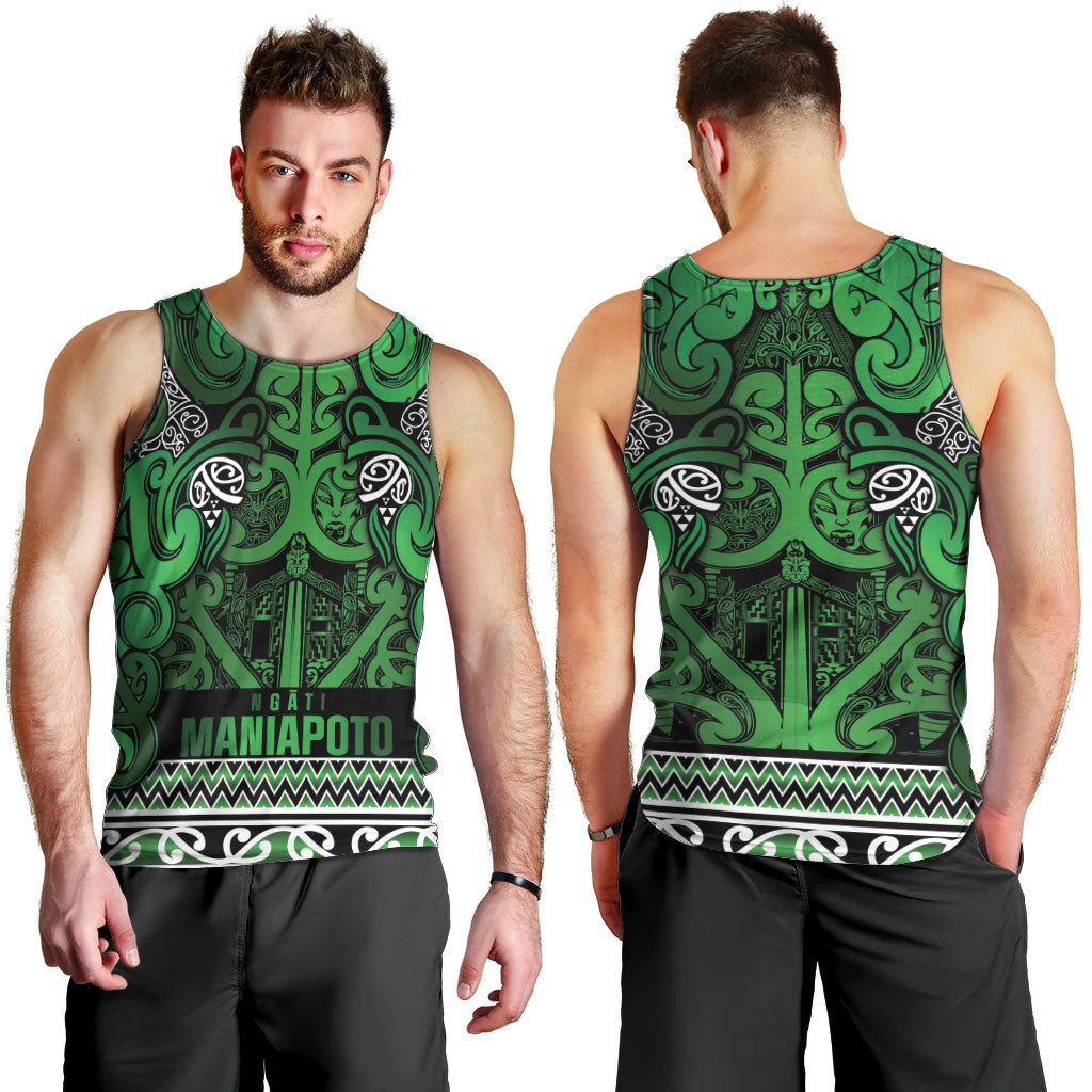 Aotearoa Iwi Ngati Maniapoto Men Tank Top Maori Wharenui House Tribal Pattern