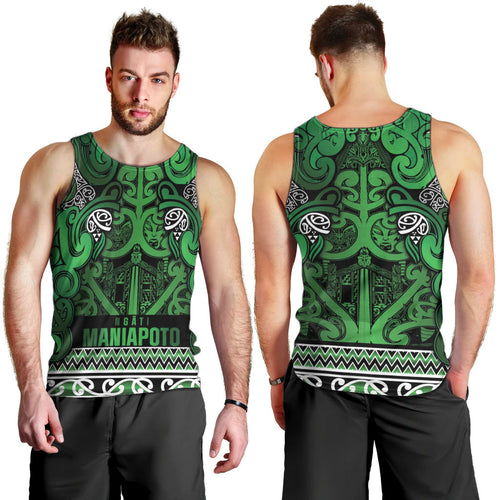 Aotearoa Iwi Ngati Maniapoto Men Tank Top Maori Wharenui House Tribal Pattern