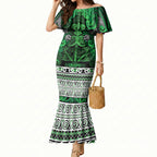 Aotearoa Iwi Ngati Maniapoto Mermaid Dress Maori Wharenui House Tribal Pattern