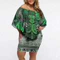 Aotearoa Iwi Ngati Maniapoto Off Shoulder Short Dress Maori Wharenui House Tribal Pattern