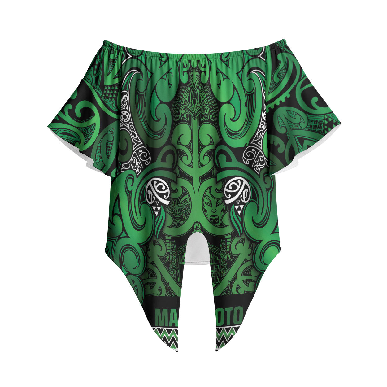 Aotearoa Iwi Ngati Maniapoto Off Shoulder Wrap Waist Top Maori Wharenui House Tribal Pattern