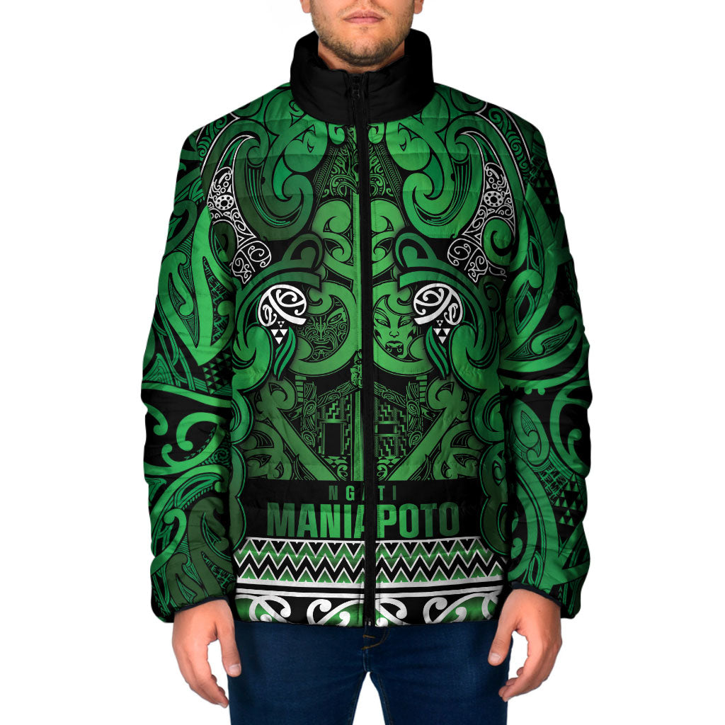 Aotearoa Iwi Ngati Maniapoto Padded Jacket Maori Wharenui House Tribal Pattern