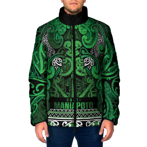 Aotearoa Iwi Ngati Maniapoto Padded Jacket Maori Wharenui House Tribal Pattern