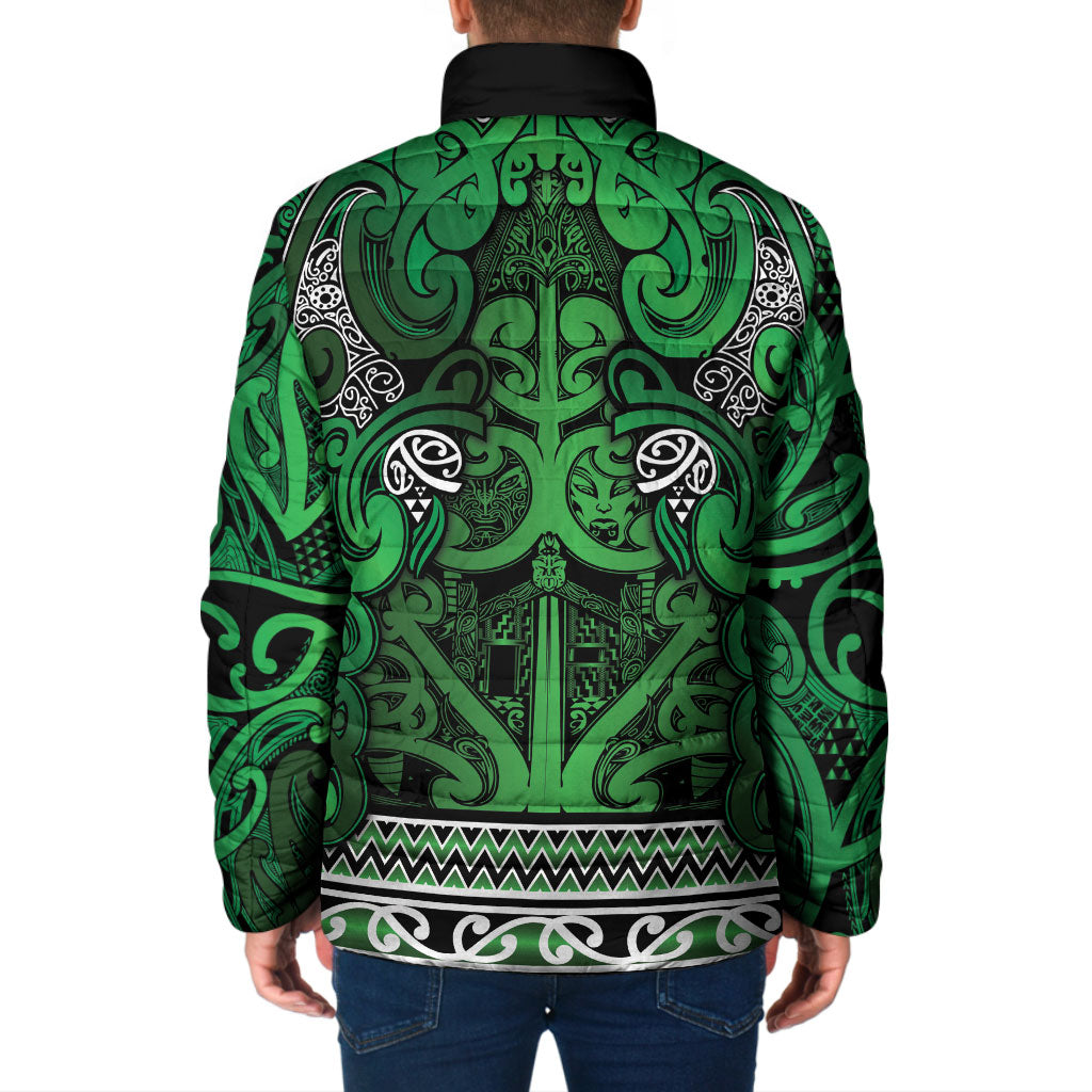 Aotearoa Iwi Ngati Maniapoto Padded Jacket Maori Wharenui House Tribal Pattern