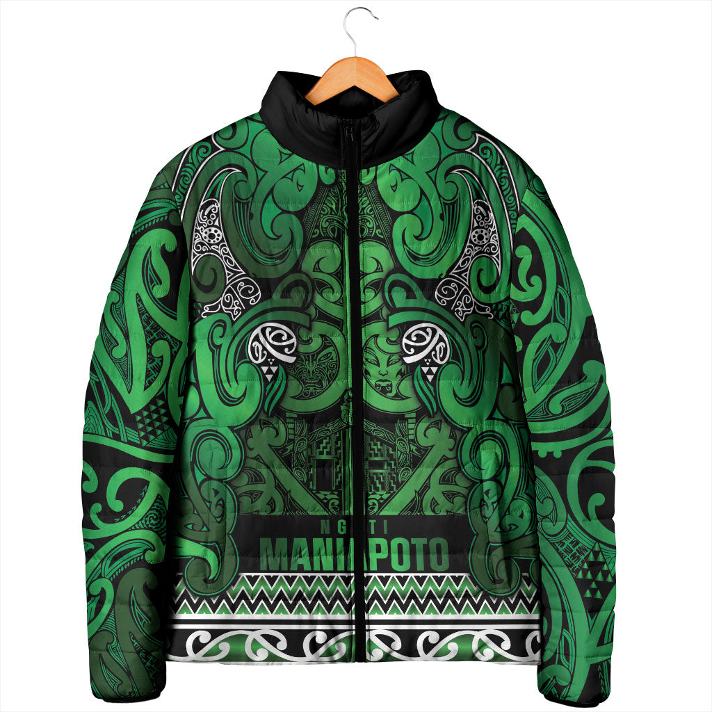 Aotearoa Iwi Ngati Maniapoto Padded Jacket Maori Wharenui House Tribal Pattern