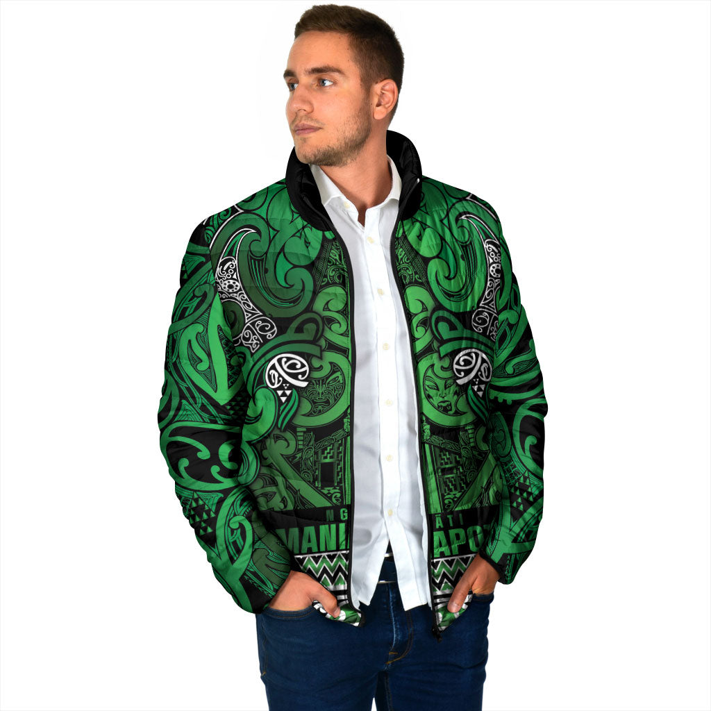 Aotearoa Iwi Ngati Maniapoto Padded Jacket Maori Wharenui House Tribal Pattern
