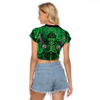 Aotearoa Iwi Ngati Maniapoto Raglan Cropped T Shirt Maori Wharenui House Tribal Pattern