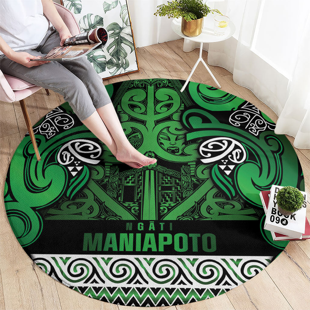 Aotearoa Iwi Ngati Maniapoto Round Carpet Maori Wharenui House Tribal Pattern