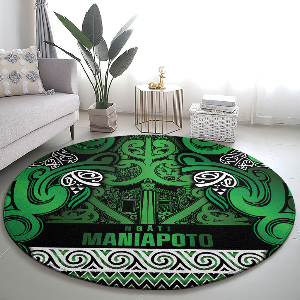 Aotearoa Iwi Ngati Maniapoto Round Carpet Maori Wharenui House Tribal Pattern