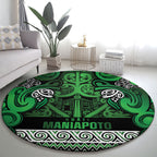 Aotearoa Iwi Ngati Maniapoto Round Carpet Maori Wharenui House Tribal Pattern