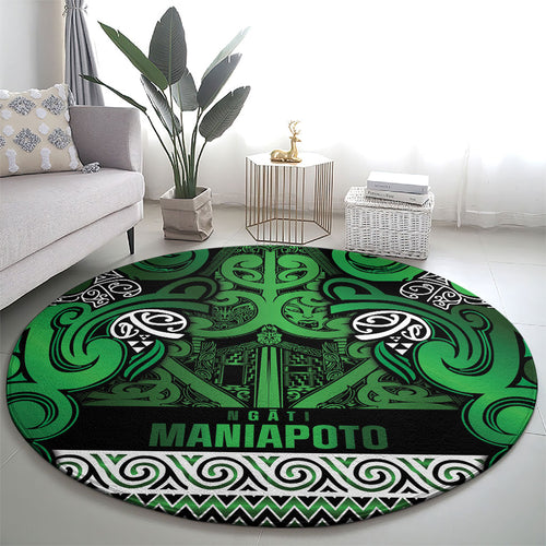 Aotearoa Iwi Ngati Maniapoto Round Carpet Maori Wharenui House Tribal Pattern