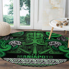 Aotearoa Iwi Ngati Maniapoto Round Carpet Maori Wharenui House Tribal Pattern