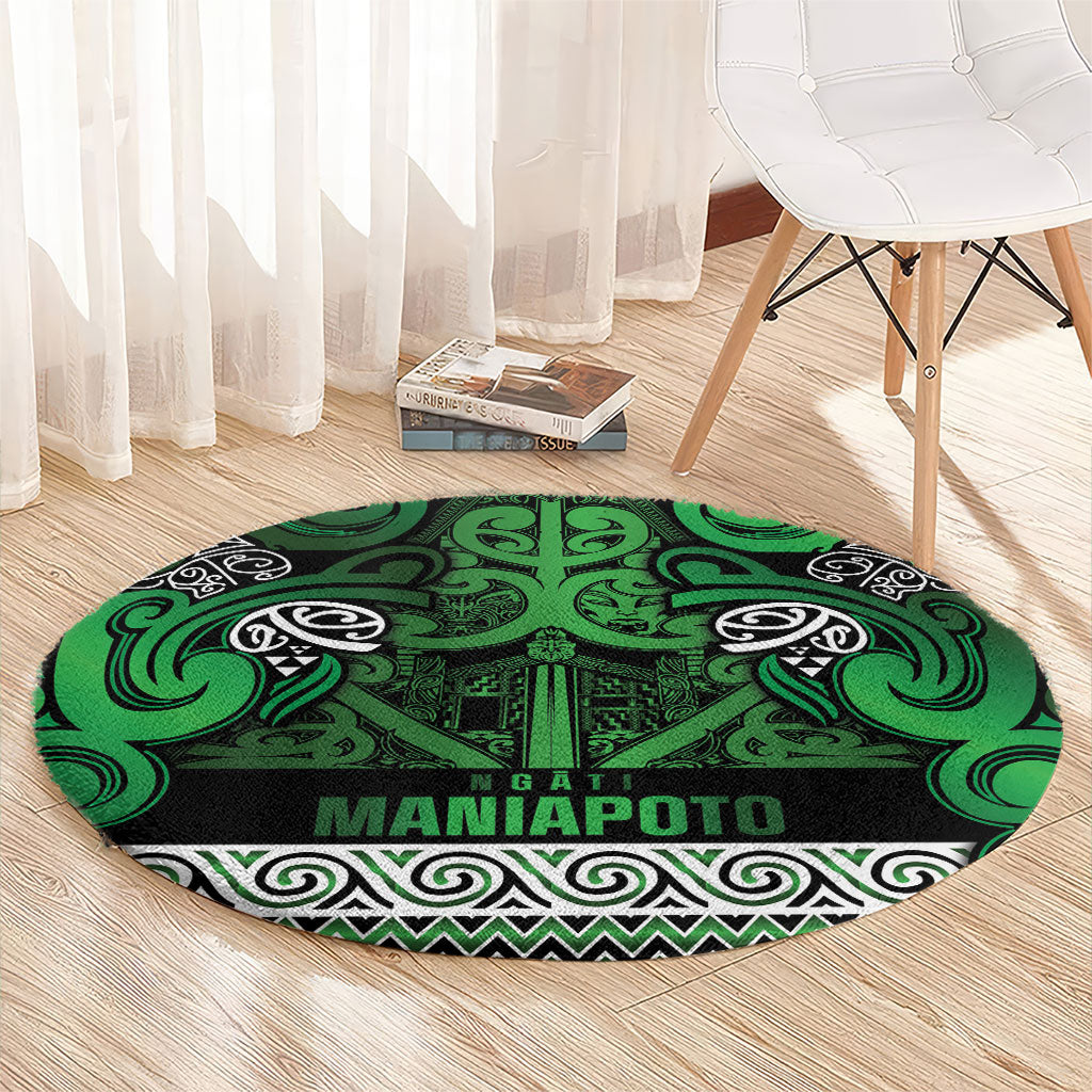 Aotearoa Iwi Ngati Maniapoto Round Carpet Maori Wharenui House Tribal Pattern
