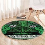 Aotearoa Iwi Ngati Maniapoto Round Carpet Maori Wharenui House Tribal Pattern