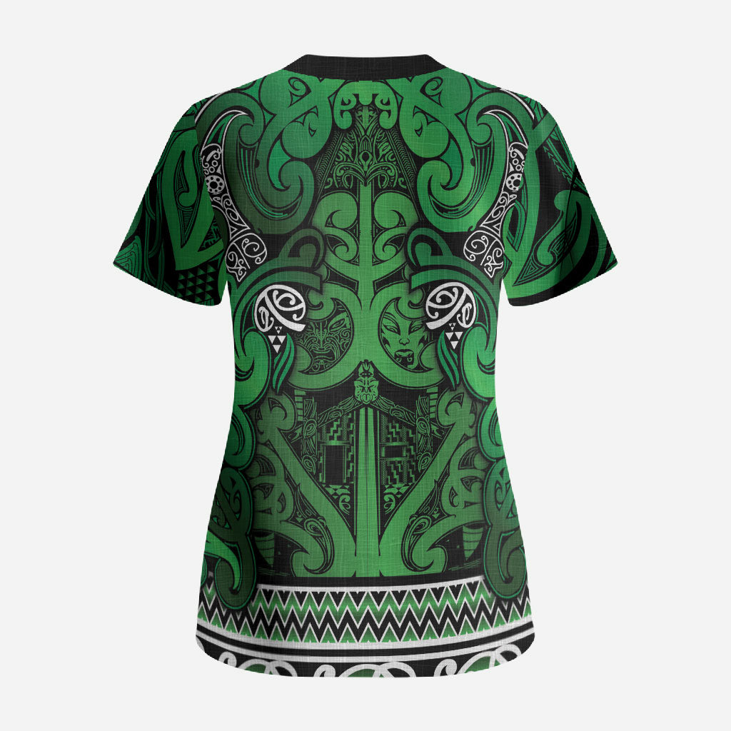 Aotearoa Iwi Ngati Maniapoto Scrub Top Maori Wharenui House Tribal Pattern