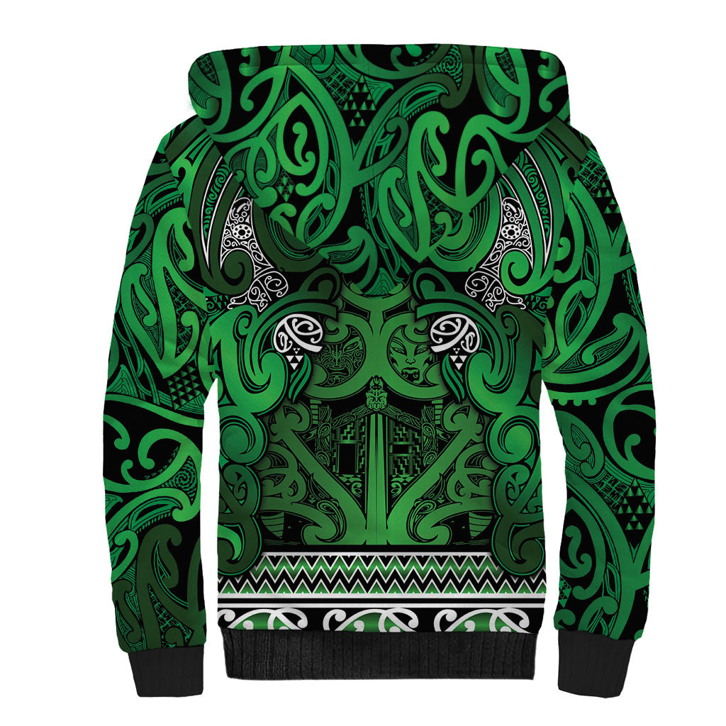 Aotearoa Iwi Ngati Maniapoto Sherpa Hoodie Maori Wharenui House Tribal Pattern