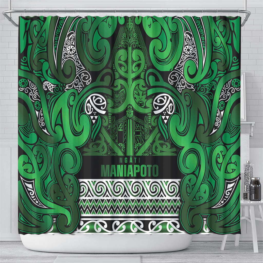 Aotearoa Iwi Ngati Maniapoto Shower Curtain Maori Wharenui House Tribal Pattern