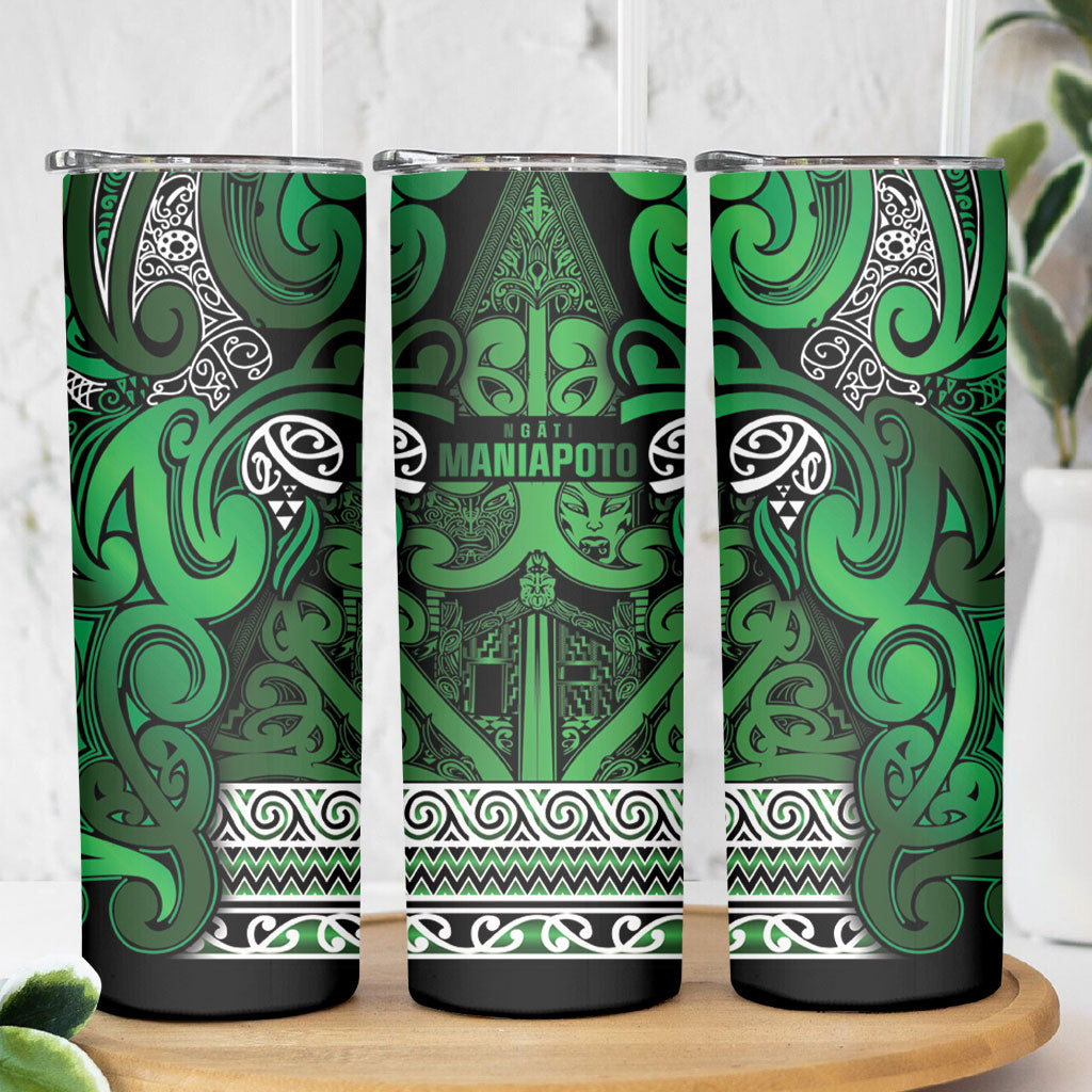Aotearoa Iwi Ngati Maniapoto Skinny Tumbler Maori Wharenui House Tribal Pattern
