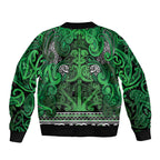 Aotearoa Iwi Ngati Maniapoto Sleeve Zip Bomber Jacket Maori Wharenui House Tribal Pattern