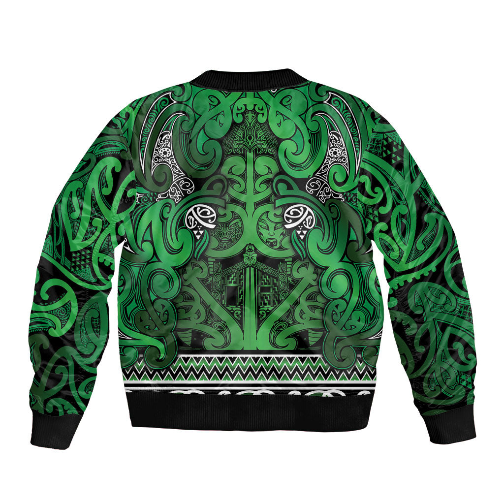 Aotearoa Iwi Ngati Maniapoto Sleeve Zip Bomber Jacket Maori Wharenui House Tribal Pattern