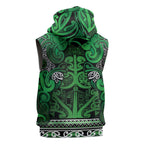 Aotearoa Iwi Ngati Maniapoto Sleeveless Hoodie Maori Wharenui House Tribal Pattern