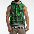 Aotearoa Iwi Ngati Maniapoto Sleeveless Hoodie Maori Wharenui House Tribal Pattern