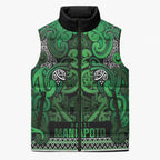 Aotearoa Iwi Ngati Maniapoto Sleeveless Puffer Jacket Maori Wharenui House Tribal Pattern