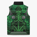 Aotearoa Iwi Ngati Maniapoto Sleeveless Puffer Jacket Maori Wharenui House Tribal Pattern