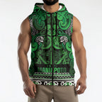 Aotearoa Iwi Ngati Maniapoto Sleeveless Zip Hoodie Maori Wharenui House Tribal Pattern