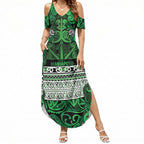 Aotearoa Iwi Ngati Maniapoto Summer Maxi Dress Maori Wharenui House Tribal Pattern