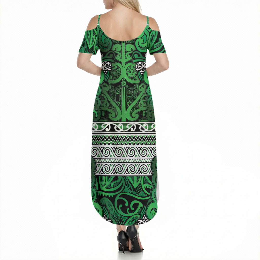 Aotearoa Iwi Ngati Maniapoto Summer Maxi Dress Maori Wharenui House Tribal Pattern