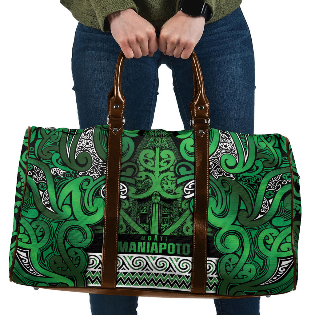 Aotearoa Iwi Ngati Maniapoto Travel Bag Maori Wharenui House Tribal Pattern