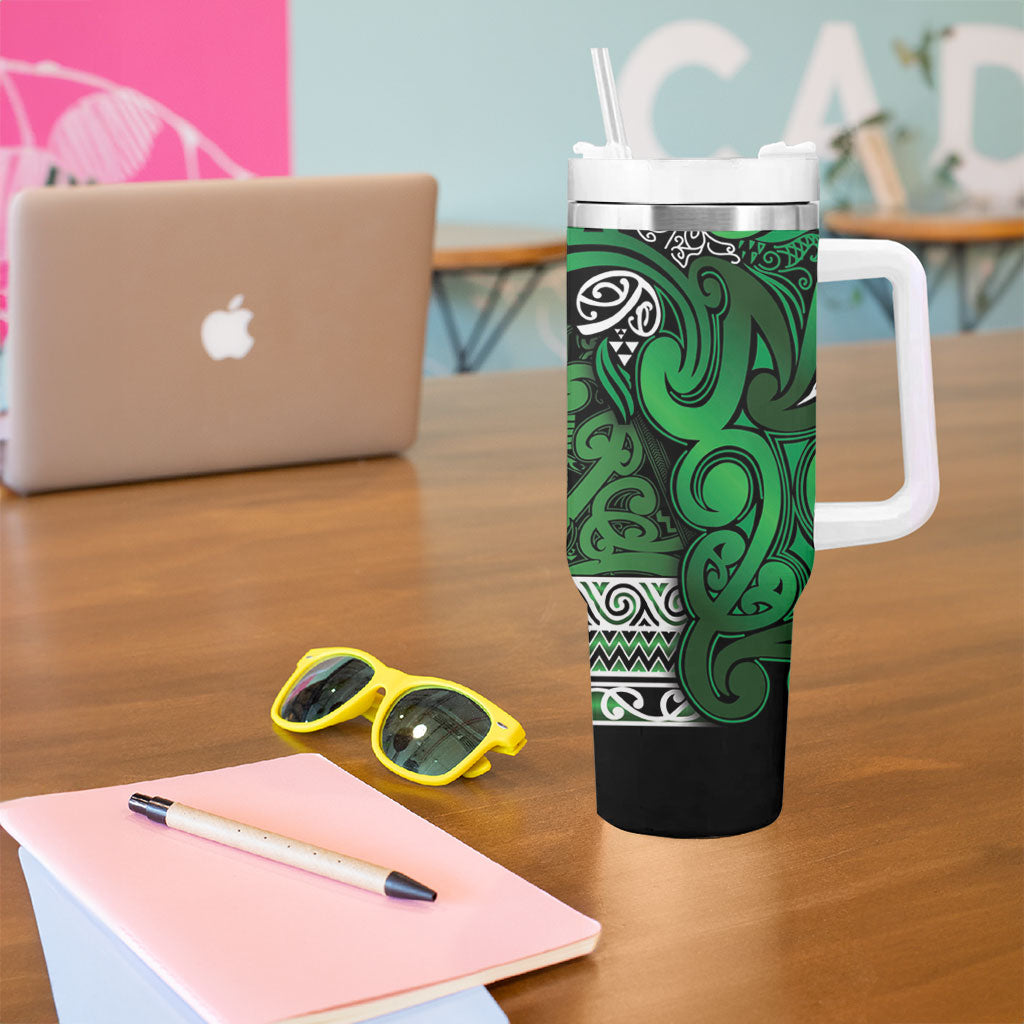Aotearoa Iwi Ngati Maniapoto Tumbler With Handle Maori Wharenui House Tribal Pattern