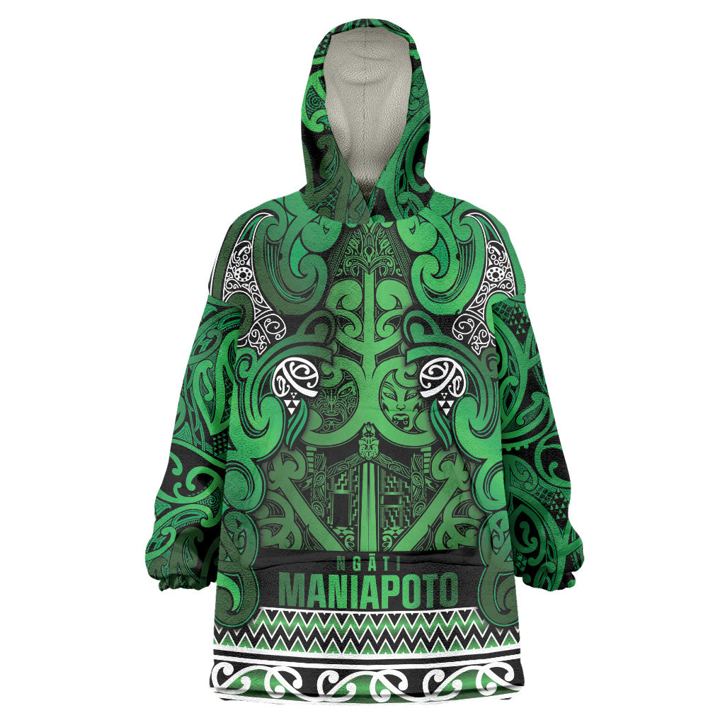 Aotearoa Iwi Ngati Maniapoto Wearable Blanket Hoodie Maori Wharenui House Tribal Pattern
