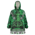 Aotearoa Iwi Ngati Maniapoto Wearable Blanket Hoodie Maori Wharenui House Tribal Pattern