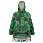 Aotearoa Iwi Ngati Maniapoto Wearable Blanket Hoodie Maori Wharenui House Tribal Pattern