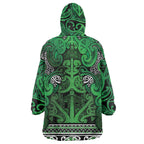 Aotearoa Iwi Ngati Maniapoto Wearable Blanket Hoodie Maori Wharenui House Tribal Pattern