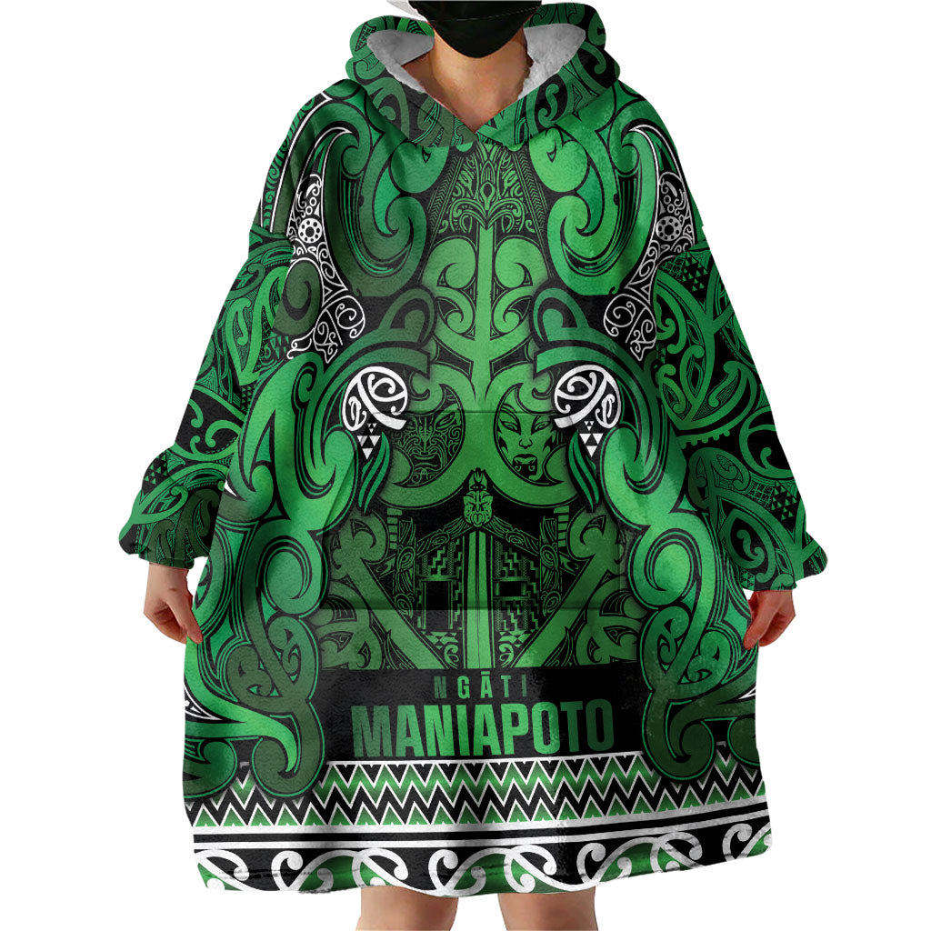 Aotearoa Iwi Ngati Maniapoto Wearable Blanket Hoodie Maori Wharenui House Tribal Pattern