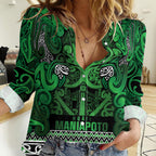 Aotearoa Iwi Ngati Maniapoto Women Casual Shirt Maori Wharenui House Tribal Pattern